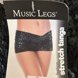 NEW Black MUSIC LEGS Sequined Booty Shorts One Size - Super Stretchy!